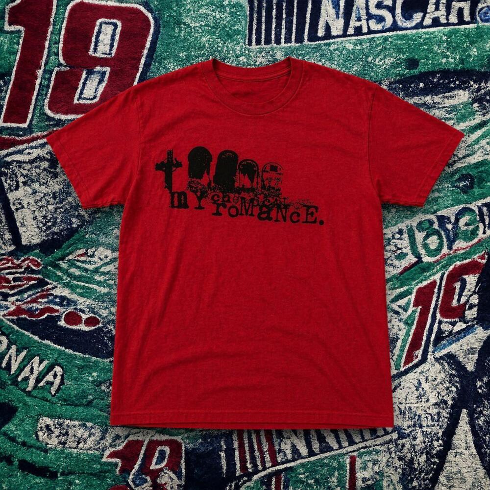 My Chemical Romance Cemetery Graphic Tee Red Unisex